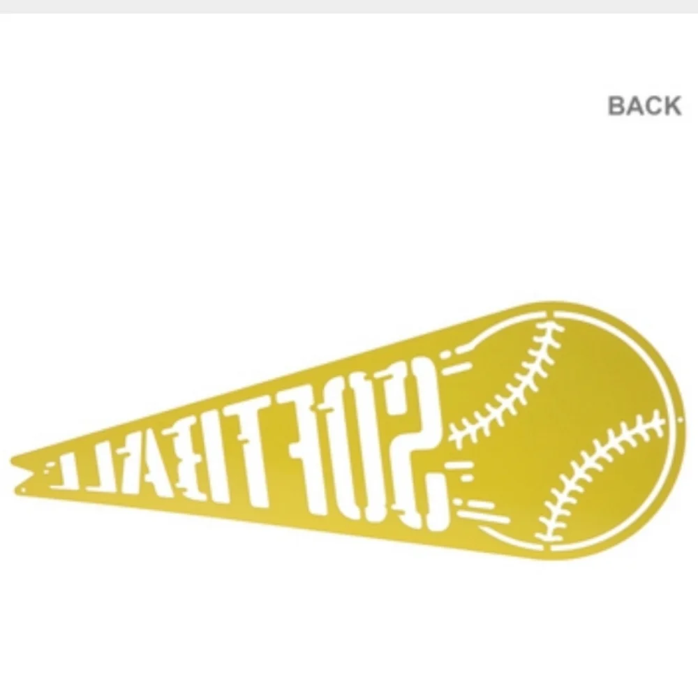 NWT Yellow softball pennant metal wall decor - Picture 3 of 10